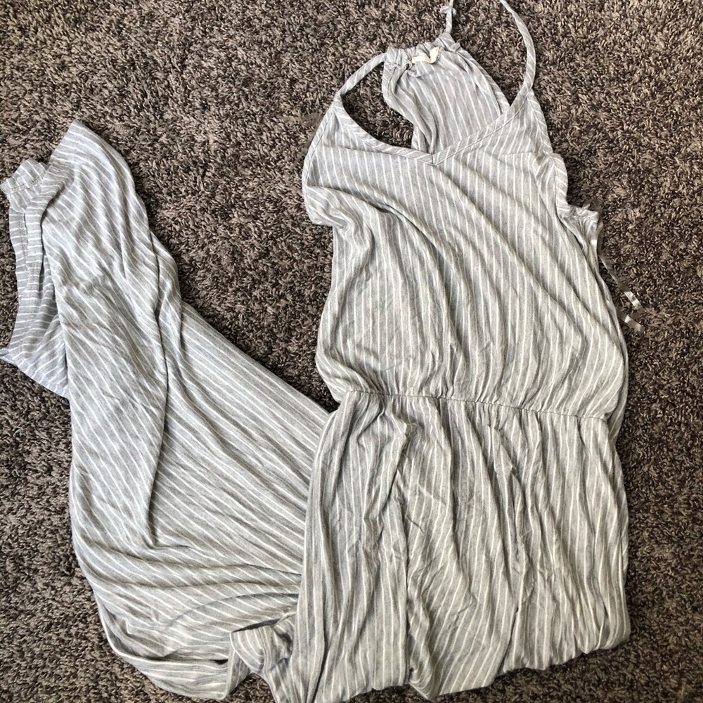 Grey&White stripe maxi dress